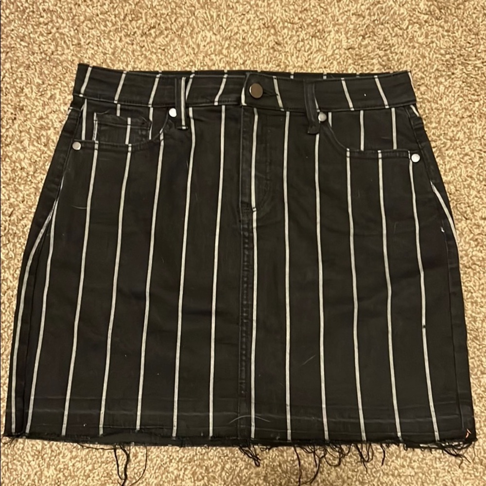 Pinstripe denim skirt
